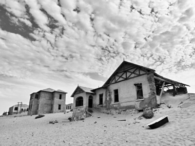 The now deserted "ghost town" of Kolmanskop. Namibia, Africa. Olympus OM-D E-M1 MkII + SLR Magic 10mm T2.1